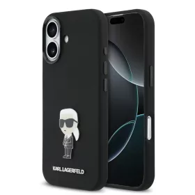   Karl Lagerfeld Liquid Silicone Metal Ikonik iPhone 17 tok – fekete
