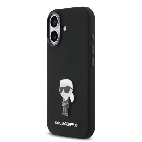 Karl Lagerfeld Liquid Silicone Metal Ikonik iPhone 17 tok – fekete