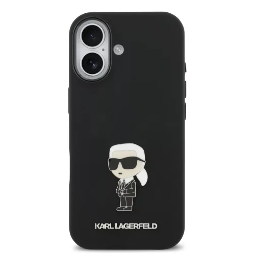 Karl Lagerfeld Liquid Silicone Metal Ikonik iPhone 17 tok – fekete