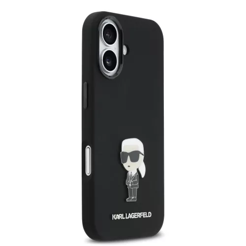 Karl Lagerfeld Liquid Silicone Metal Ikonik iPhone 17 tok – fekete