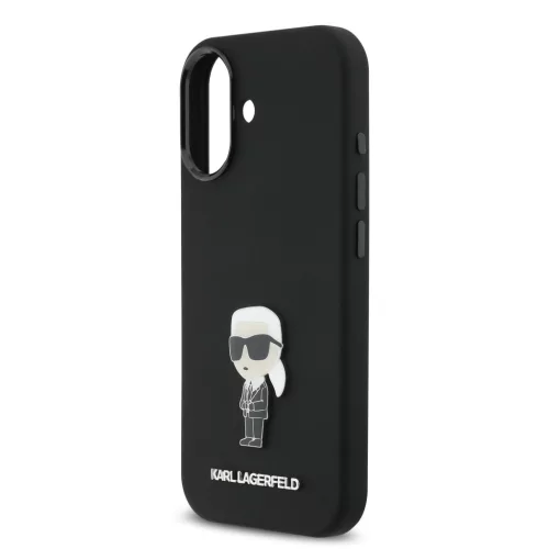 Karl Lagerfeld Liquid Silicone Metal Ikonik iPhone 17 tok – fekete