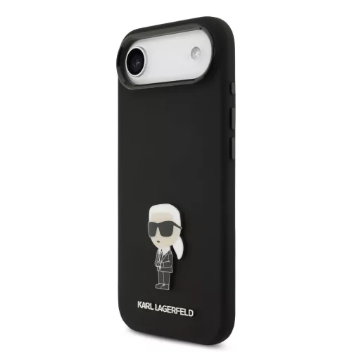 Karl Lagerfeld Liquid Silicone Metal Ikonik iPhone Air tok – fekete