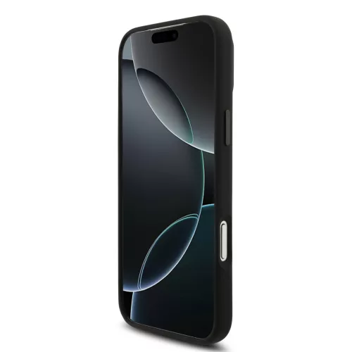 Karl Lagerfeld Liquid Silicone Metal Ikonik tok, iPhone 17 Pro Max - fekete