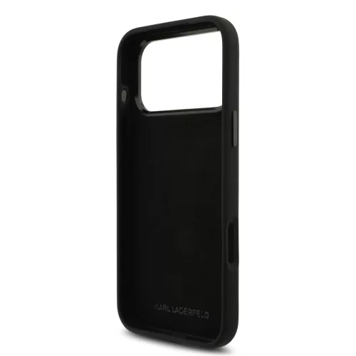 Karl Lagerfeld Liquid Silicone Metal Ikonik tok, iPhone 17 Pro Max - fekete