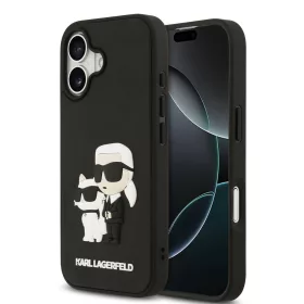   Karl Lagerfeld 3D Rubber Karl and Choupette tok,iPhone 17 - fekete