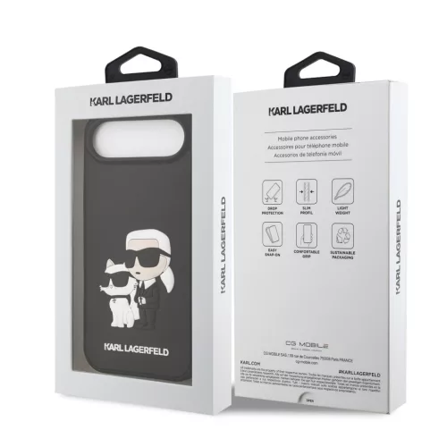 Karl Lagerfeld 3D Rubber Karl and Choupette tok, iPhone Air - fekete