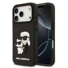   Karl Lagerfeld 3D Rubber Karl and Choupette tok,iPhone 17 Pro - fekete