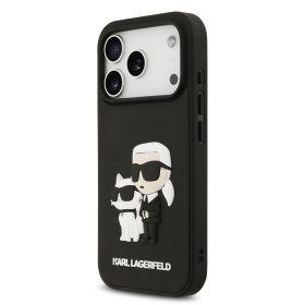   Karl Lagerfeld 3D Rubber Karl and Choupette tok,iPhone 17 Pro - fekete