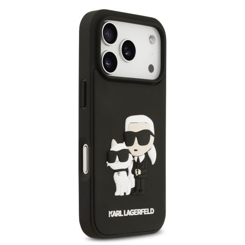 Karl Lagerfeld 3D Rubber Karl and Choupette tok,iPhone 17 Pro - fekete