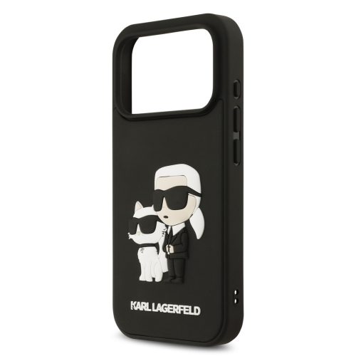 Karl Lagerfeld 3D Rubber Karl and Choupette tok,iPhone 17 Pro - fekete