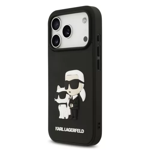 Karl Lagerfeld 3D Rubber Karl and Choupette tok,iPhone 17 Pro Max - fekete