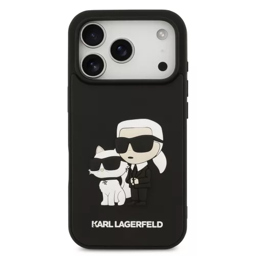 Karl Lagerfeld 3D Rubber Karl and Choupette tok,iPhone 17 Pro Max - fekete