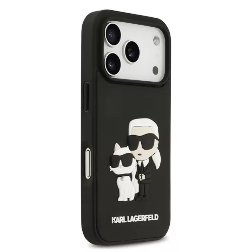 Karl Lagerfeld 3D Rubber Karl and Choupette tok,iPhone 17 Pro Max - fekete