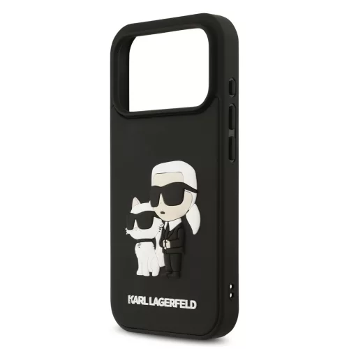 Karl Lagerfeld 3D Rubber Karl and Choupette tok,iPhone 17 Pro Max - fekete