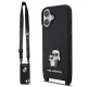 Karl Lagerfeld Saffiano Crossbody Popruh Metal Karl and Choupette tok, iPhone 17 - fekete