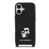 Karl Lagerfeld Saffiano Crossbody Popruh Metal Karl and Choupette tok, iPhone 17 - fekete