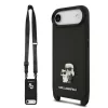 Karl Lagerfeld Saffiano Crossbody Popruh Metal Karl and Choupette tok, iPhone Air - fekete