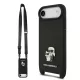 Karl Lagerfeld Saffiano Crossbody Popruh Metal Karl and Choupette tok, iPhone Air - fekete