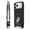 Karl Lagerfeld Saffiano Crossbody Popruh Metal Karl and Choupette tok, iPhone 17 Pro Max - fekete