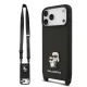 Karl Lagerfeld Saffiano Crossbody Popruh Metal Karl and Choupette tok, iPhone 17 Pro Max - fekete