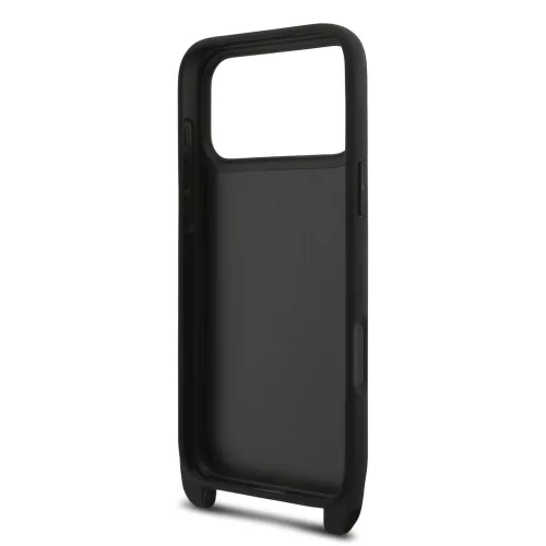 Karl Lagerfeld Saffiano Crossbody Popruh Metal Karl and Choupette tok, iPhone 17 Pro Max - fekete