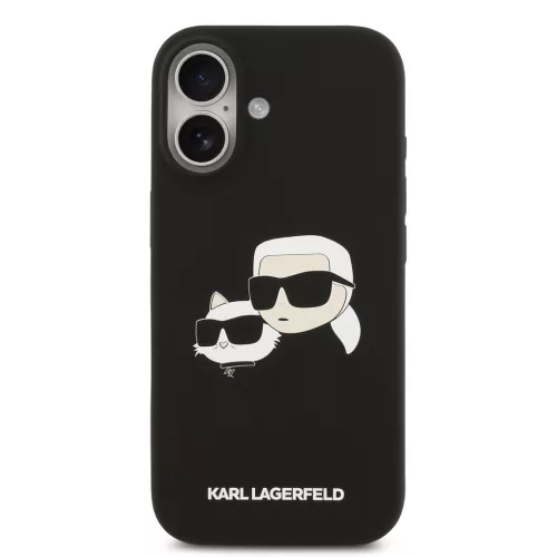 Karl Lagerfeld Liquid Silicone Double Heads MagSafe tok, iPhone 17 - fekete