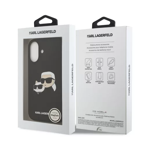Karl Lagerfeld Liquid Silicone Double Heads MagSafe tok, iPhone 17 - fekete