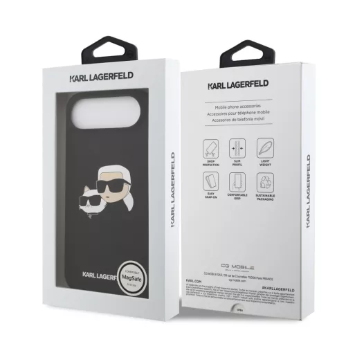 Karl Lagerfeld Liquid Silicone Double Heads MagSafe tok, iPhone Air - fekete