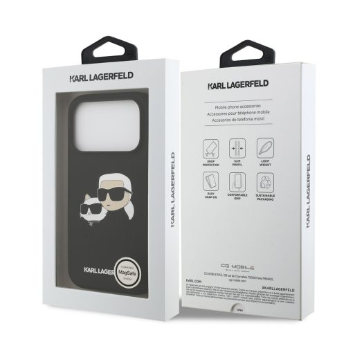 Karl Lagerfeld Liquid Silicone Double Heads MagSafe tok, iPhone 17 Pro - fekete