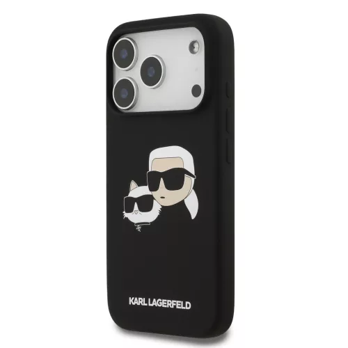 Karl Lagerfeld Liquid Silicone Double Heads MagSafe tok, iPhone 17 Pro Max - fekete