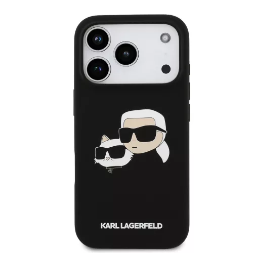 Karl Lagerfeld Liquid Silicone Double Heads MagSafe tok, iPhone 17 Pro Max - fekete
