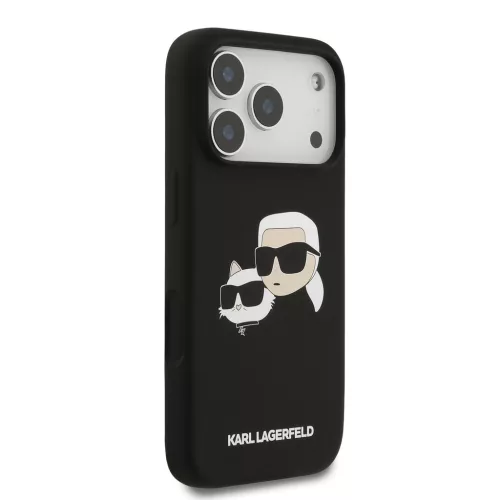 Karl Lagerfeld Liquid Silicone Double Heads MagSafe tok, iPhone 17 Pro Max - fekete