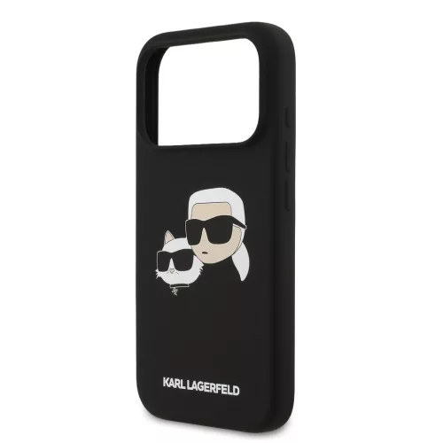Karl Lagerfeld Liquid Silicone Double Heads MagSafe tok, iPhone 17 Pro Max - fekete