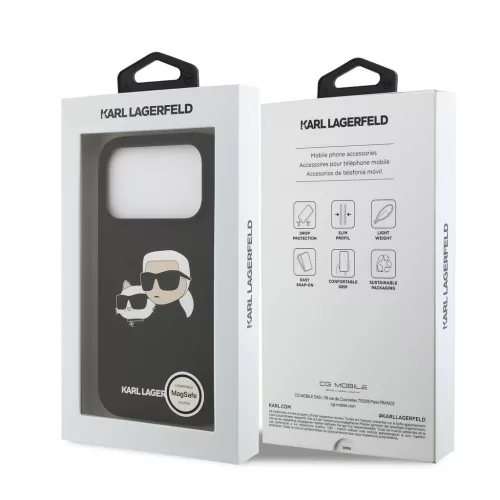Karl Lagerfeld Liquid Silicone Double Heads MagSafe tok, iPhone 17 Pro Max - fekete