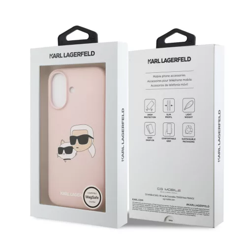 Karl Lagerfeld Liquid Silicone Double Heads MagSafe tok, iPhone 17 - rózsaszín