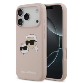   Karl Lagerfeld Liquid Silicone Double Heads MagSafe tok, iPhone 17 Pro - rózsaszín