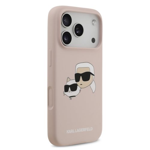 Karl Lagerfeld Liquid Silicone Double Heads MagSafe tok, iPhone 17 Pro - rózsaszín
