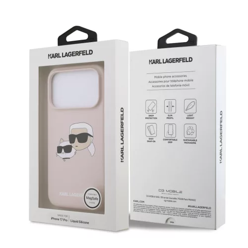 Karl Lagerfeld Liquid Silicone Double Heads MagSafe tok, iPhone 17 Pro Max - rózsaszín