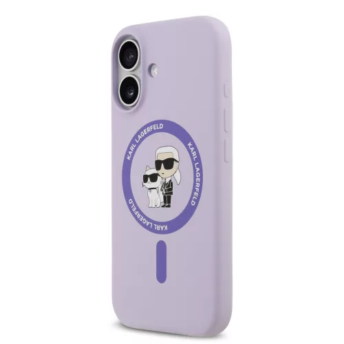 Karl Lagerfeld Liquid Silicone Karl and Choupette MagSafe tok, iPhone 17 - lila -
