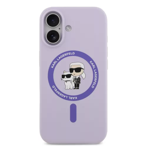 Karl Lagerfeld Liquid Silicone Karl and Choupette MagSafe tok, iPhone 17 - lila -