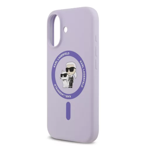 Karl Lagerfeld Liquid Silicone Karl and Choupette MagSafe tok, iPhone 17 - lila -