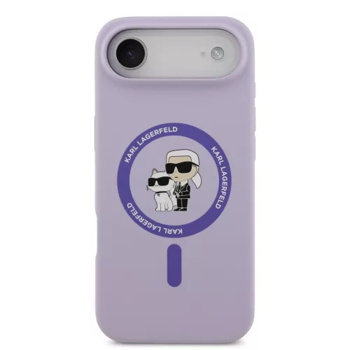Karl Lagerfeld Liquid Silicone Karl and Choupette MagSafe tok, iPhone Air - lila
