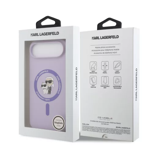 Karl Lagerfeld Liquid Silicone Karl and Choupette MagSafe tok, iPhone Air - lila