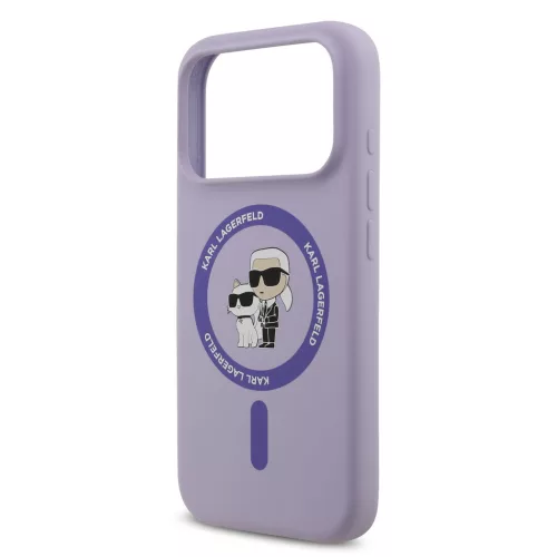 Karl Lagerfeld Liquid Silicone Karl and Choupette MagSafe tok, iPhone 17 Pro - lila