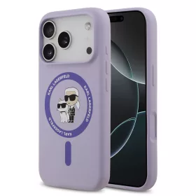   Karl Lagerfeld Liquid Silicone Karl and Choupette MagSafe tok, iPhone 17 Pro Max - lila