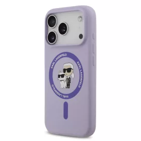   Karl Lagerfeld Liquid Silicone Karl and Choupette MagSafe tok, iPhone 17 Pro Max - lila