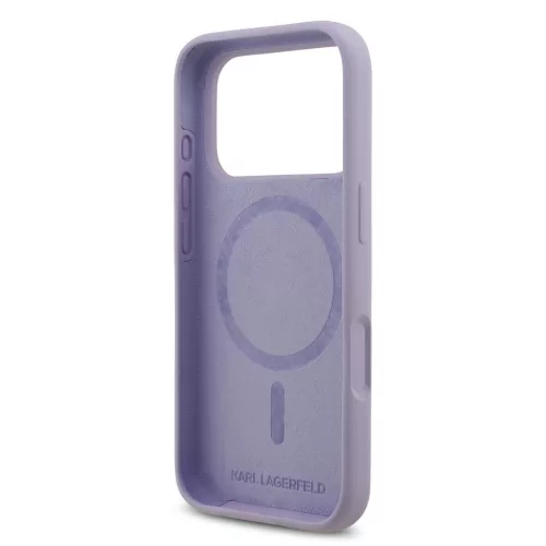 Karl Lagerfeld Liquid Silicone Karl and Choupette MagSafe tok, iPhone 17 Pro Max - lila