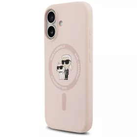   Karl Lagerfeld Liquid Silicone Karl and Choupette MagSafe tok, iPhone 17 - rózsaszín