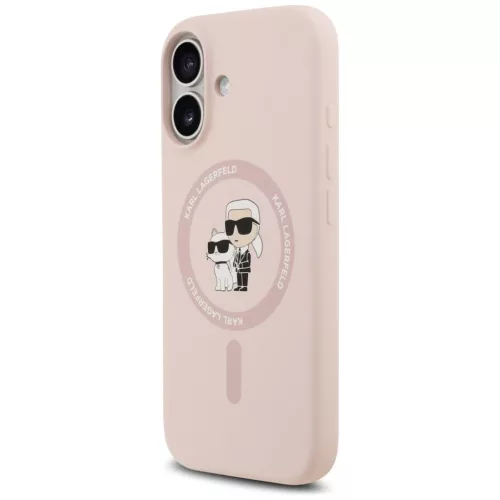 Karl Lagerfeld Liquid Silicone Karl and Choupette MagSafe tok, iPhone 17 - rózsaszín