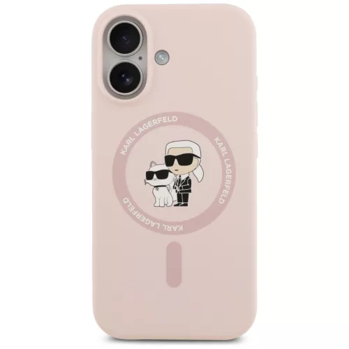 Karl Lagerfeld Liquid Silicone Karl and Choupette MagSafe tok, iPhone 17 - rózsaszín